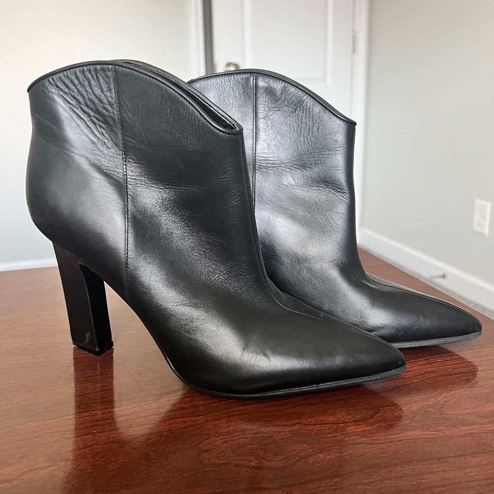 Marc Fisher | black faux leather ankle boots - 11